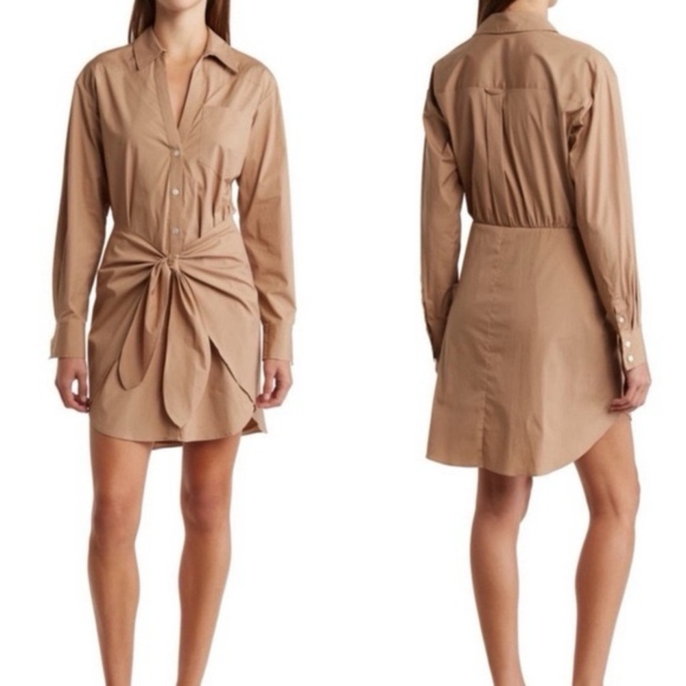 Veronica Beard Roanoke Tie Front Poplin Shirt Dress